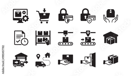 Logistics and shipping icons collection with e commerce logistics shipping