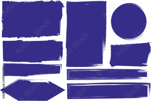 Abstract brushstrokes a collection of deep indigo and violet painted shapes