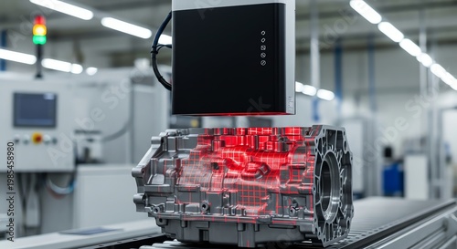 Advanced Automotive Manufacturing with Robotic Assembly Line in Modern Factory.