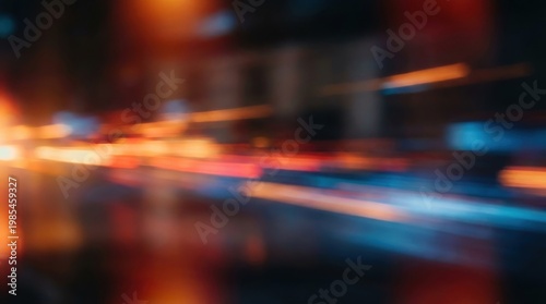 Blurred Urban Night Lights Motion Abstract.