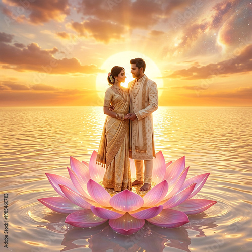 Indian Wedding Couple Stand...