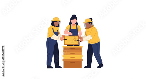 Construction Workers Inspecting a Wooden Structure at a Building Site