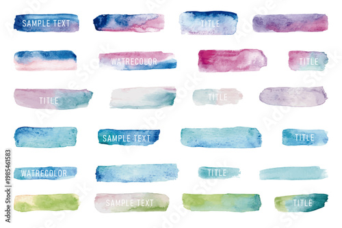 Watercolor Brush Stroke Banner Set Soft Pastel Abstract Background Collection