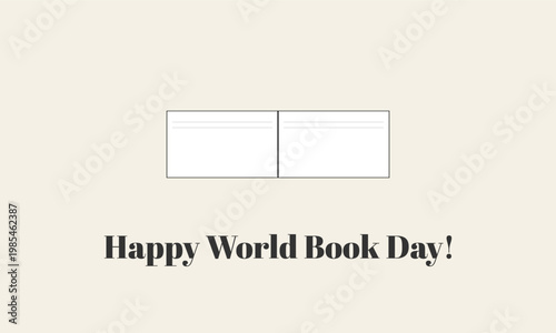 Happy World Book Day Minimal Banner with Open Book Illustration