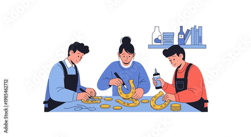 Three Chefs Making French Fries in a Kitchen