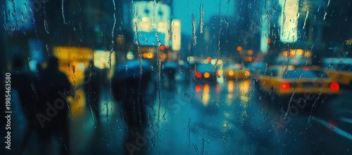 Rainy Night City Street Scene with Cars.