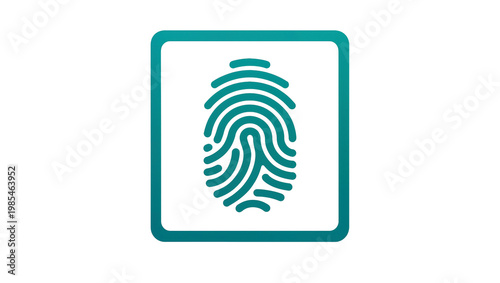 Teal Square Frame with Central Fingerprint Detail