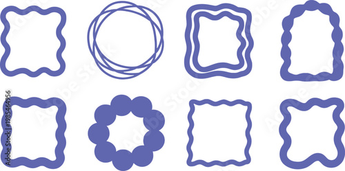 Fotografie Abstract Wavy Frame Set – Modern Geometric Border Collection on White Background
