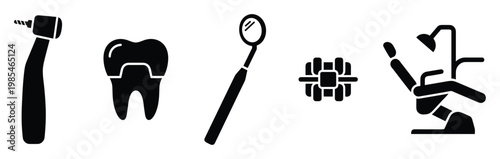 Comprehensive dental equipment and oral care tools for various dentistry procedures and treatments ideal for health clinic advertisements medical presentations and educational materials