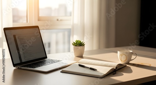 Minimal Desk Setup with Coffee