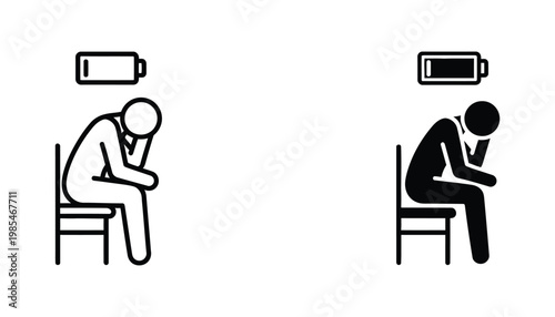 Man Battery Low Energy Exhaustion Burnout