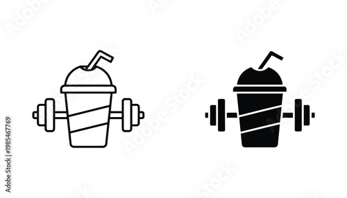 Fitness Smoothie Icon Health Drink Barbell