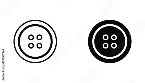 Button Sewing Fastener Icon Set Crafting Supply