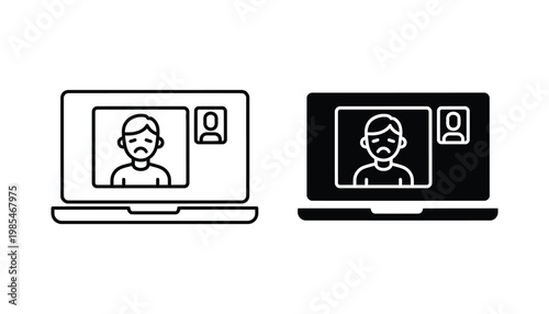 Sad Person Video Call Online Communication Sadness Loneliness Concept