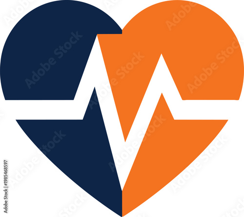 Heart pulse and healthcare icon with heartbeat line and medical concept