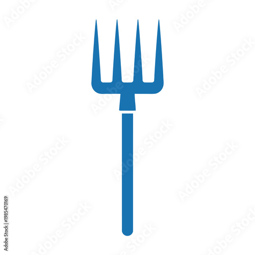 Blue garden fork tool for gardening and landscaping