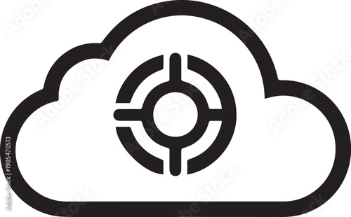 Cloud computing with data analytics and target icon for data security
