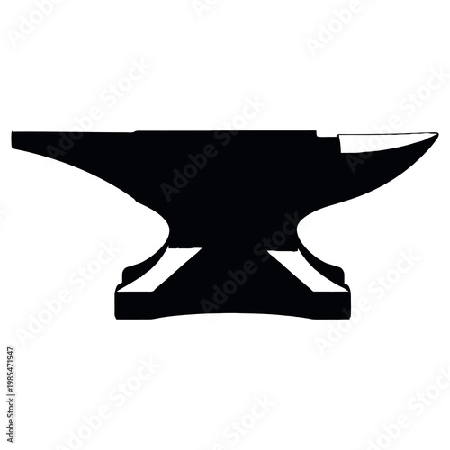 Black Anvil Silhouette Icon Representing Traditional Blacksmithing Metalworking and Heavy Industry