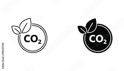 CO2 Carbon Footprint Symbol Green Leaf Icon Eco Friendly Certification