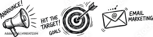 Targeted marketing strategy a sketch illustrating precision goals and effective email campaign reach