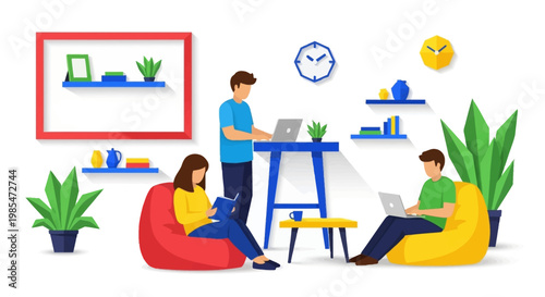 People working together in a modern office space.