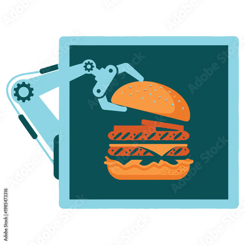 Robotic Arm Making Delicious Burger Concept Representing Automated Food Preparation Technology