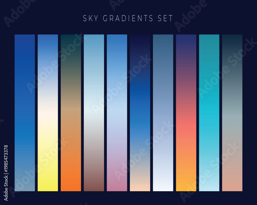 Sky gradients set for design and artistic creative projects online