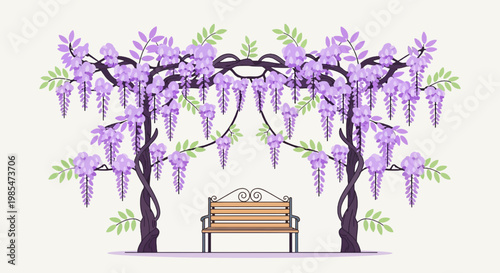 Wisteria flowers on a tree.