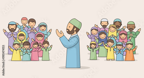 Man in blue robe addressing crowd.