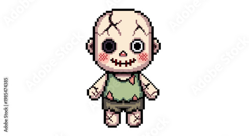 Pixel Art Chibi Zombie Character Design.