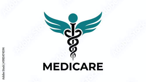 Medicare Logo Vector, Teal Medical Symbol, Healthcare Icon EPS