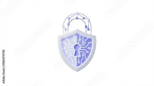 Digital Shield Padlock Representing Cybersecurity Protection.