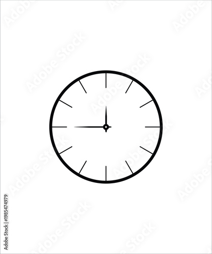 Vintage analog clock face timekeeping icon in classic outline vector illustration for scheduling and time management concept.