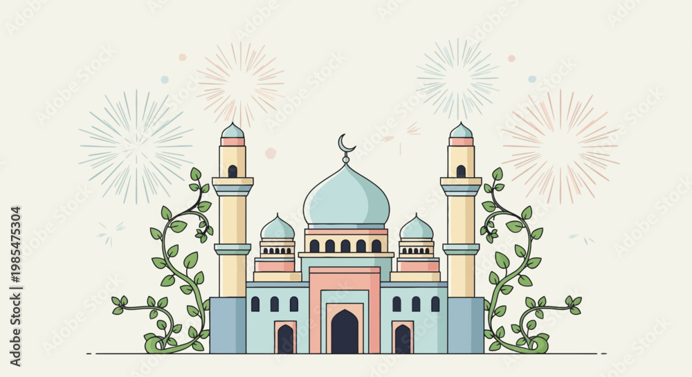 Fototapeta premium Islamic Mosque Architecture Blue Domes.