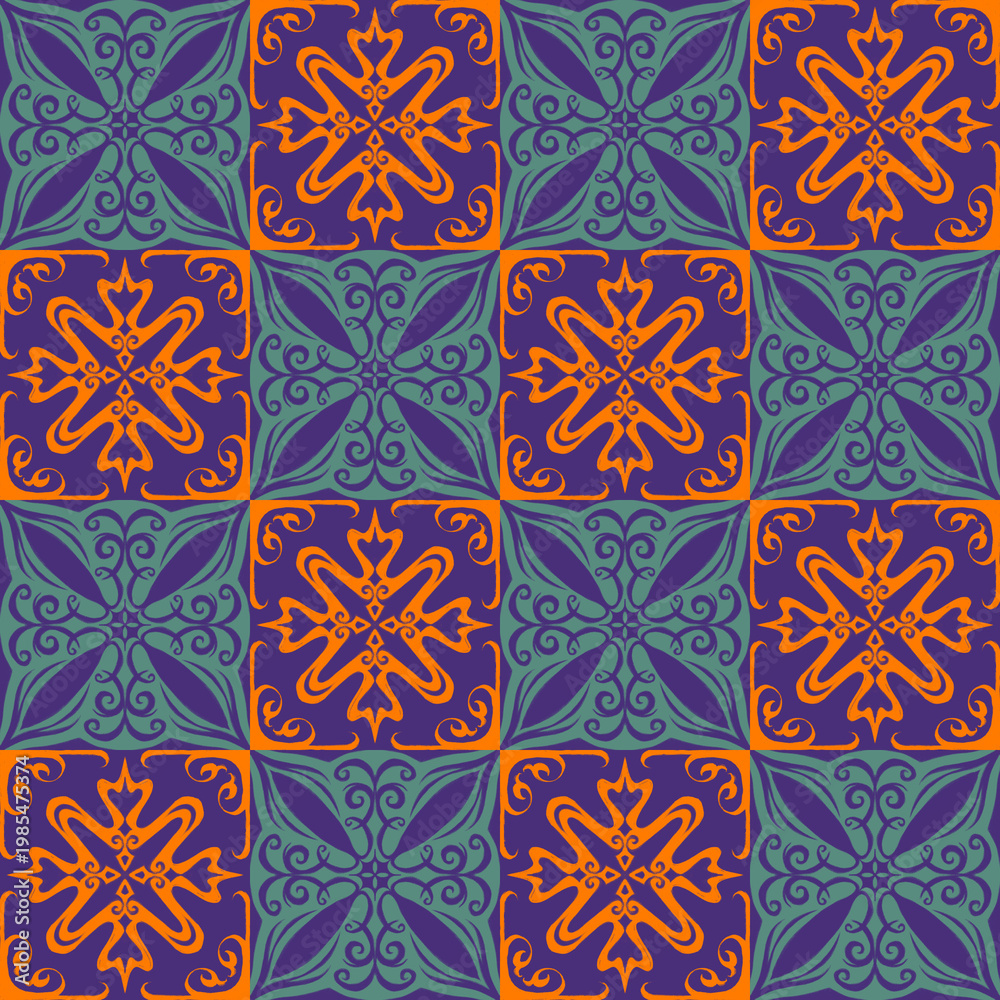 Fototapeta premium Classic Batik Textile Pattern with Intricate Ornament Design