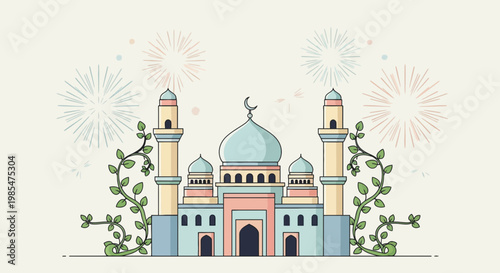 Islamic Mosque Architecture Blue Domes.