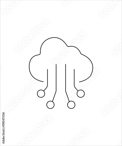 Artificial intelligence cloud computing network concept outline vector design with modern technology theme.