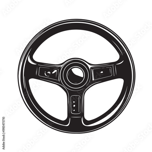 Steering Wheel, Automobile, machine, drive symbols, Steering Wheel silhouette.
