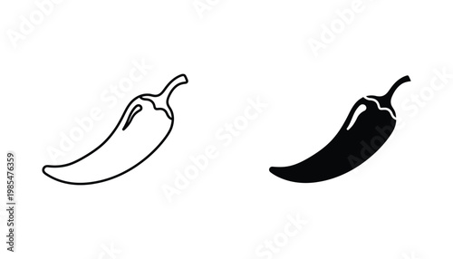 Chili Pepper Icon Silhouette Vector Food Spice Element