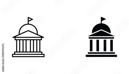 Government Building Icon Symbol Official Authority Legal Finance Structure