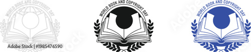 World Book and Copyright Day Logo and Icon Set for Education and Literacy