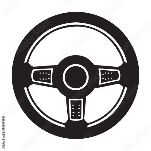 Steering Wheel, Automobile, machine, drive symbols, Steering Wheel silhouette.