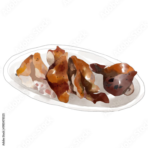Northeastern food thai food illustration grilled chicken