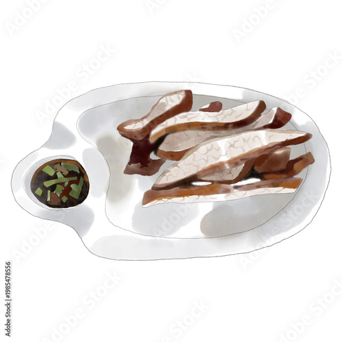Northeastern food thai food illustration Grilled Pork Neck