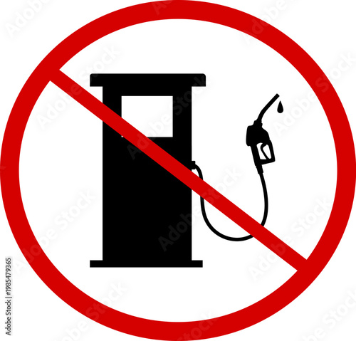 No fuel station or no gas pump sign vector
