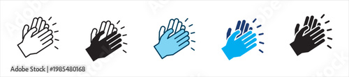 Clapping and high five hand icon set. Icon symbol for clapping, applause, hand clap, appreciation, celebration, success, praise, approval, achievement. Vector illustration