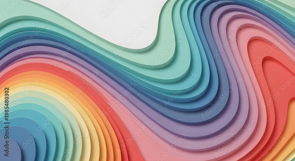 Fototapeta premium A vibrant and colorful abstract illustration with layered rainbow waves