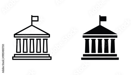 Government Building Columns Flag Symbol Vector Commercial