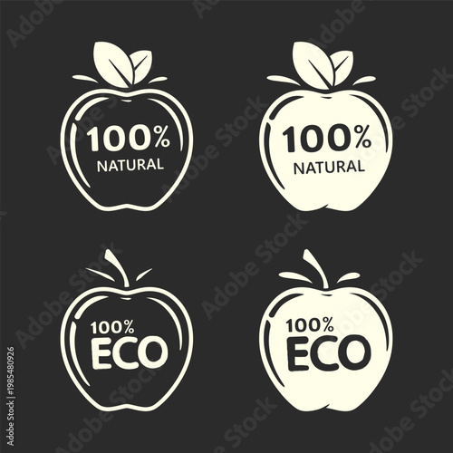 Ecological products icons. Natural food.