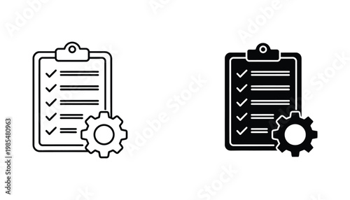 Checklist Gear Icon Task Management Process